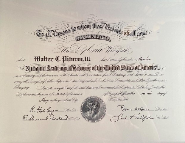 National Academy of Sciences certificate
