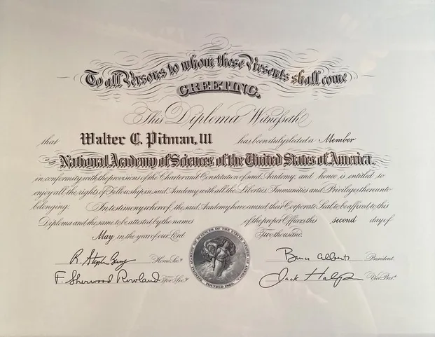 National Academy of Sciences certificate