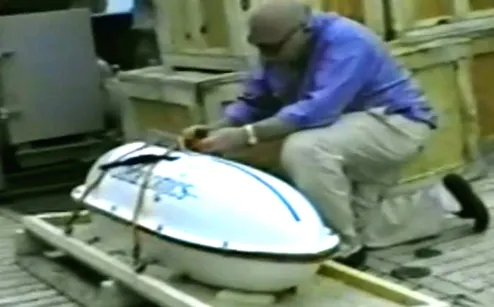Walter unloading the CHIRP from its shipping crate